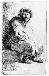 Mendiant assis sur un banc, 1630